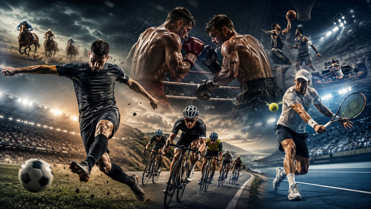 Sportsbetting med fodbold, boksning, tennis, cykling, basketball, motorsport og hestevæddeløb