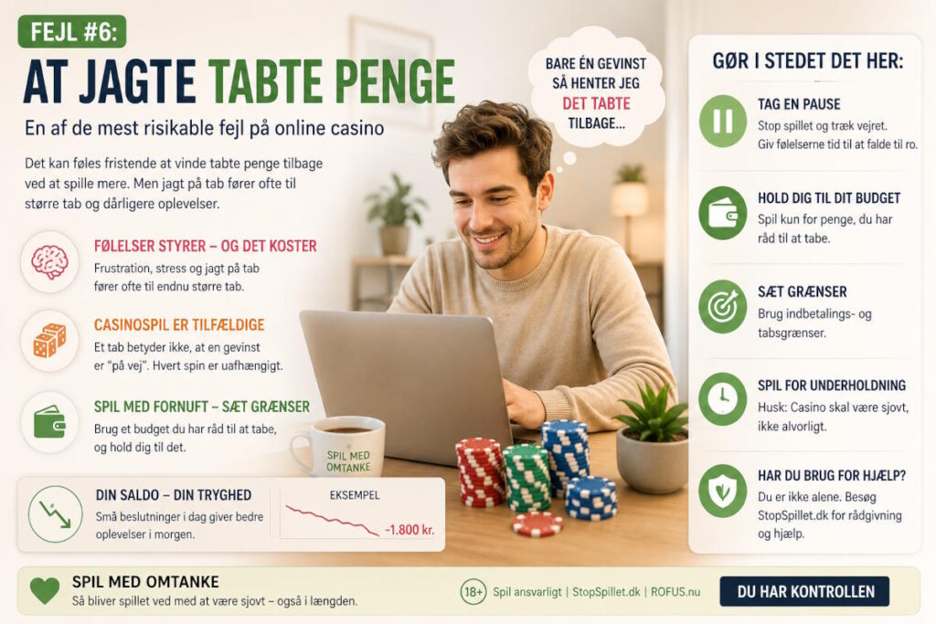 billedet viser en mand der spiller, han jagter de tabte penge, billedet beskriver at det er en dårlig ide